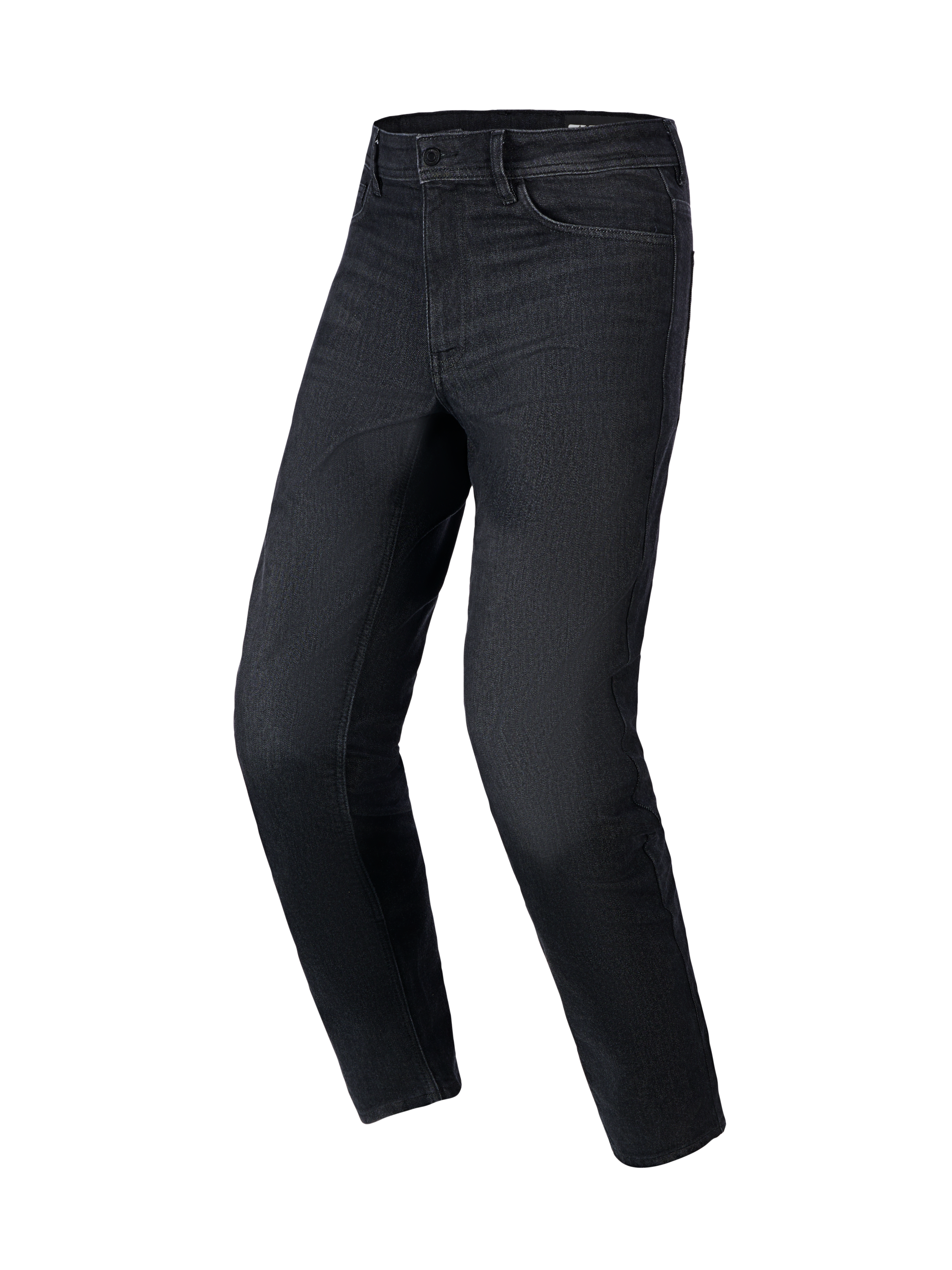 Alpinestars Flex-AST 5 Denim Pants, Motorcycle Riding Jeans, Black Washed, regular tapered fit, five-pocket design with belt loops, stretch denim fabric, urban protective motorcycle gear