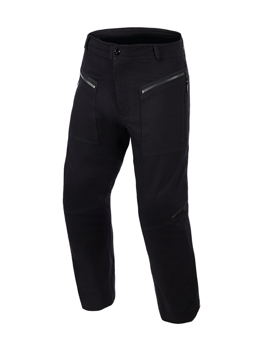 Pantalones Alpinestars Flex-AST Canvas Cortos, pantalones de moto urbanos, color negro, con bolsillos delanteros con cremallera de doble acceso, confección en lona inspirada en ropa de trabajo y paneles de las rodillas preformados, diseño utilitario limpio para protección y confort al conducir
