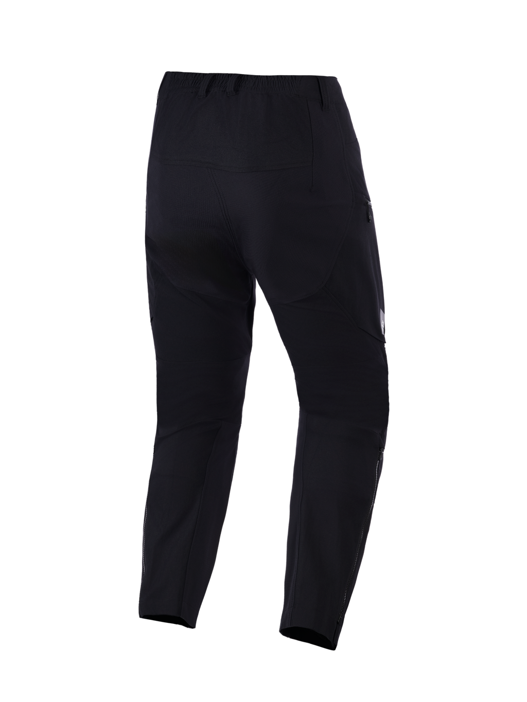Alpinestars Explore AST Pants Short, pantalones de aventura para moto, negros, vista trasera que muestra la construcción ripstop, dobladillos de las piernas con cremallera y ajuste ergonómico para la conducción en climas cálidos