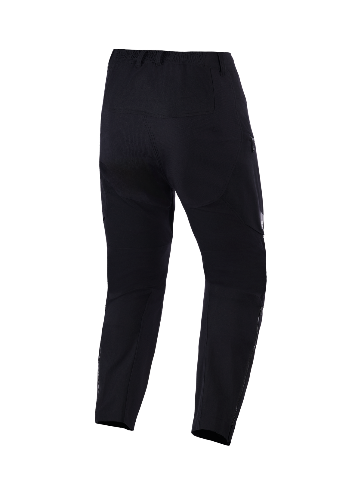 Alpinestars Explore AST Pants Short, pantalones de aventura para moto, negros, vista trasera que muestra la construcción ripstop, dobladillos de las piernas con cremallera y ajuste ergonómico para la conducción en climas cálidos