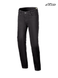 Alpinestars Cult-8 Stretch Denim, pantalones de moto urbanos para hombre, color negro, pernera recta, construcción en denim elástico y protección certificada CE
