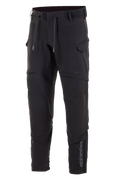 Pantalones Alpinestars Juggernaut Waterproof, pantalones de moto, negros, construcción softshell con membrana impermeable, aberturas de ventilación en los muslos, bolsillos cargo con cremallera, cintura elástica con cordones y puños en los tobillos, equipamiento para conducción urbana