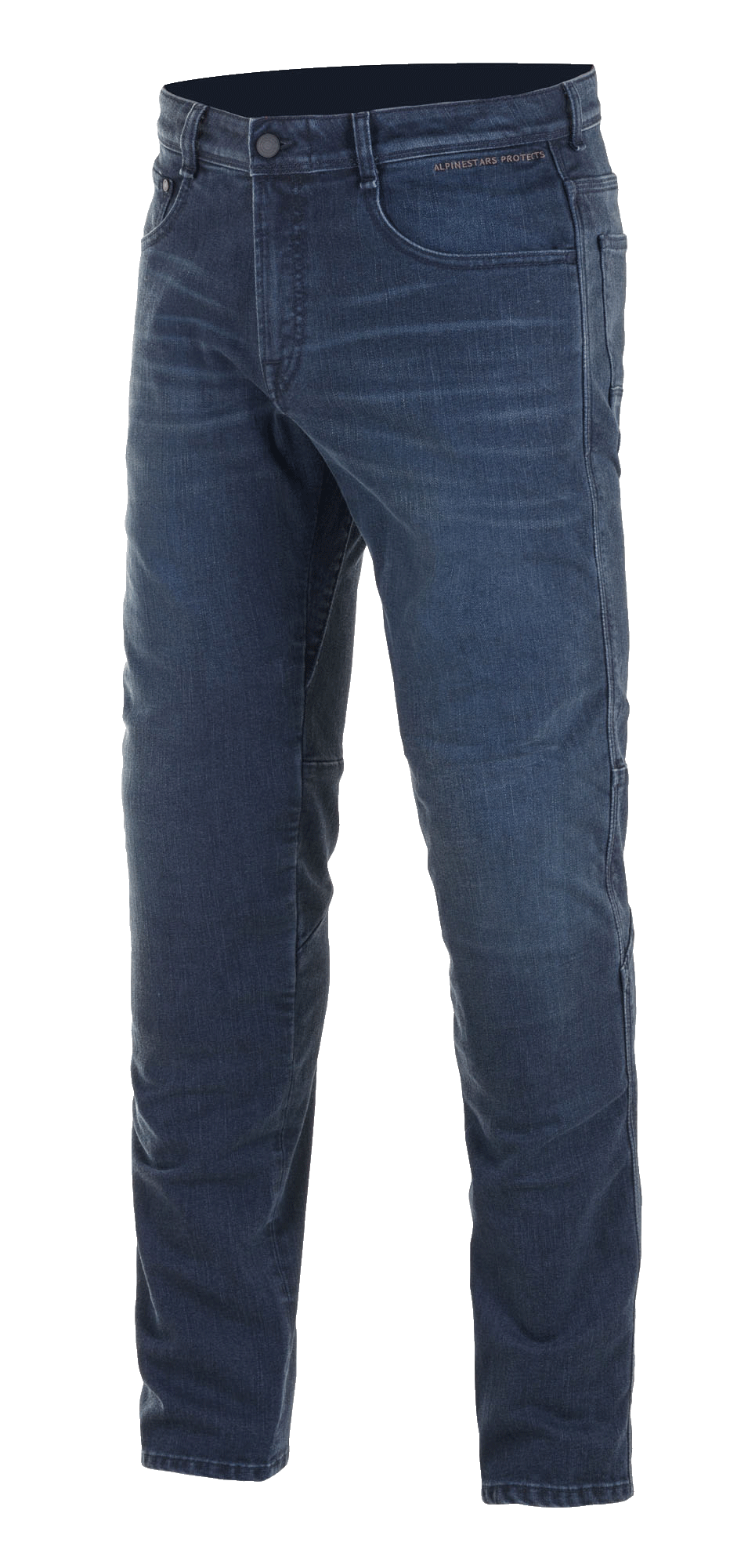 Alpinestars Radium Denim Pants AND Radium Plus Denim Pants, pantalones de moto urbanos para hombre, azul oscuro, confeccionados con denim Cordura elástico y protección de rodilla Bio-Flex discreta para mayor seguridad.