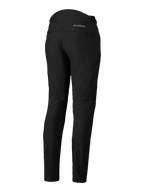 Alpinestars Alamosa Women Pants, negros, vista trasera, pantalones textiles softshell de ajuste ceñido con logo MO.ST.EQ. en el canesú trasero, detalles acolchados en la parte superior trasera de la cintura, equipamiento minimalista urbano para motociclismo