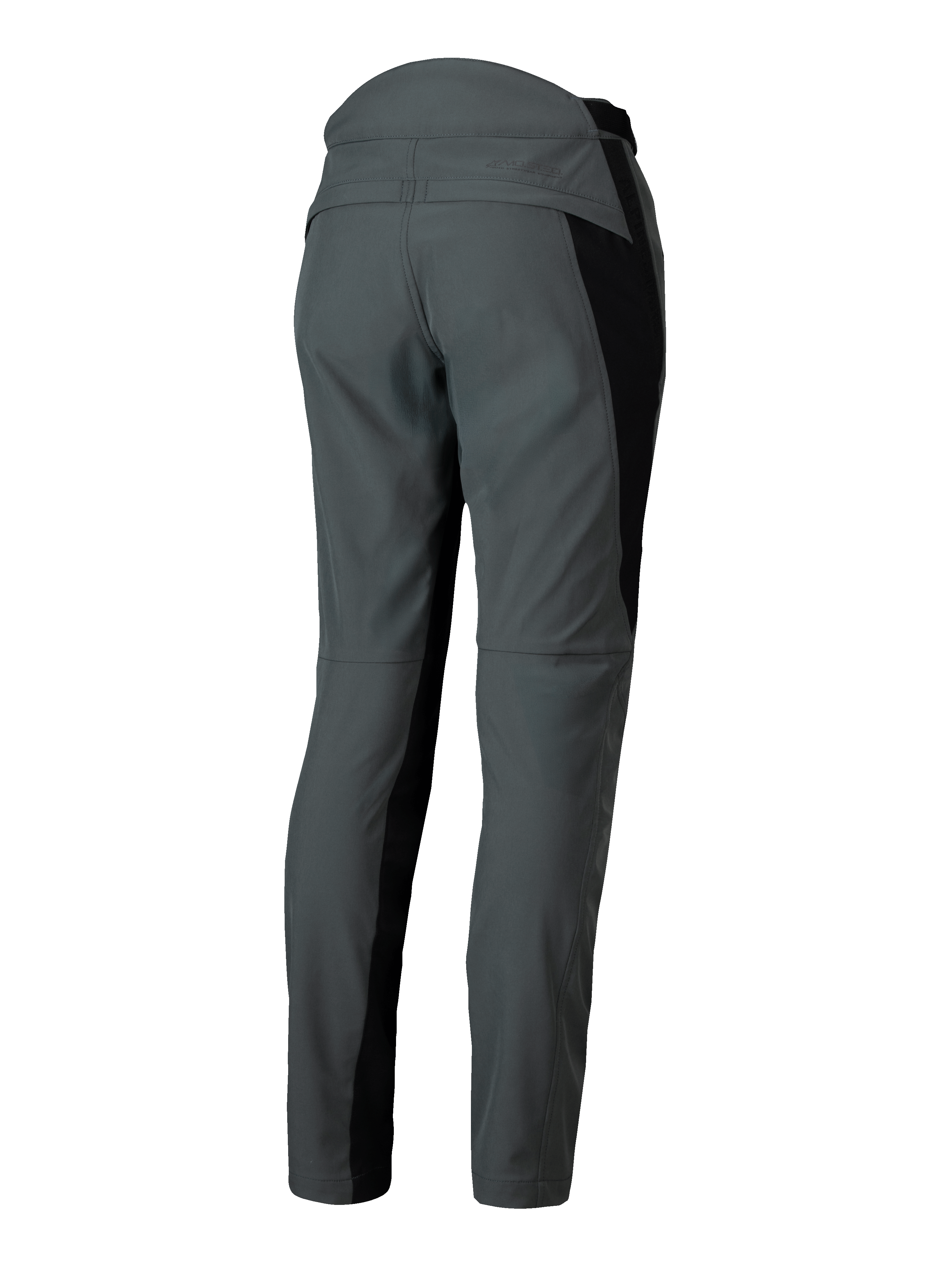 Alpinestars Alamosa Women's Pants, Urban Gray textile motorcycle pants with black side panels, slim urban fit, rear view.