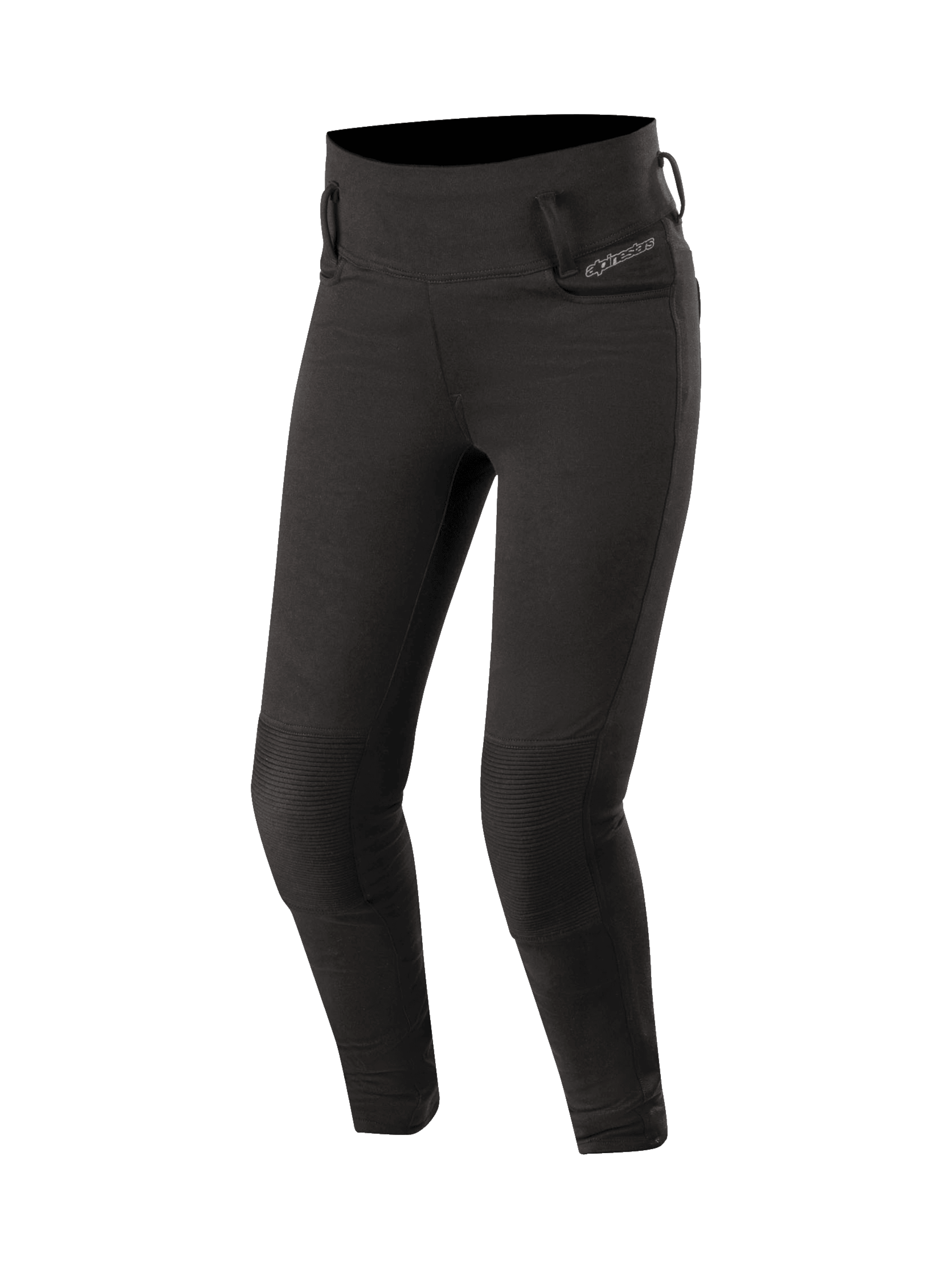 Alpinestars Leggings Banshee para mujer, pantalones de moto negros con paneles elásticos de acordeón y protectores de rodilla Bio-Flex certificados CE