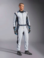 Alpinestars GP Pro Comp V2 FIA, traje de automovilismo para hombre, gris y azul asfalto, equipo de aramida profesional.