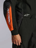 Alpinestars traje KMX-5 V3 de karting para hombre, negro y naranja flúor, con marca ASTARS y malla técnica transpirable.