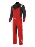 Alpinestars Kart Indoor Suit, mono de karting, rojo y negro con detalles blancos, mangas y paneles superiores del pecho negros, torso y piernas rojos, con apertura frontal asimétrica y cinturón ajustable