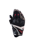 Guantes Alpinestars SP-R Pro, guantes de moto para carreras, nogal, mastic y negro con detalles rojos, con protección de nudillos rígida dividida, construcción de cuero y tejido, diseño deportivo de alto rendimiento