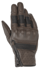 Alpinestars Rayburn V2 Leather Gloves, color marrón Tobacco, guantes de moto de cuero de inspiración clásica con paneles perforados, protección de nudillos rígida cubierta, inserciones elásticas de acordeón en los dedos y cierre de cremallera lateral