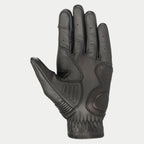 Guantes Alpinestars Crazy Eight, guantes de moto, negros, vista de la palma que muestra la construcción de cuero reforzado, paneles de agarre texturizados en la palma y el pulgar, y marca grabada en el puño de la muñeca