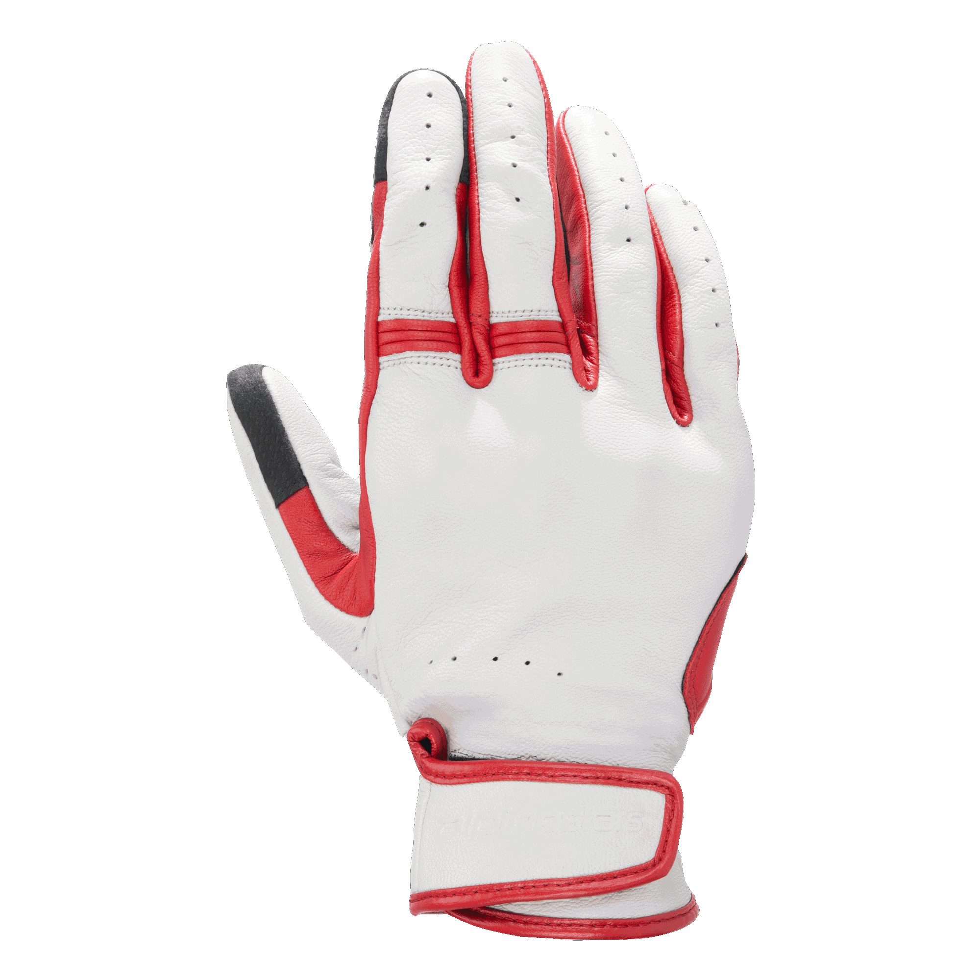 Guantes de cuero Alpinestars Dyno, guantes de moto, color crudo y rojo rubí, confección en cuero perforado, paneles de acordeón en los dedos, correa ajustable en la muñeca, protección de nudillos cubierta