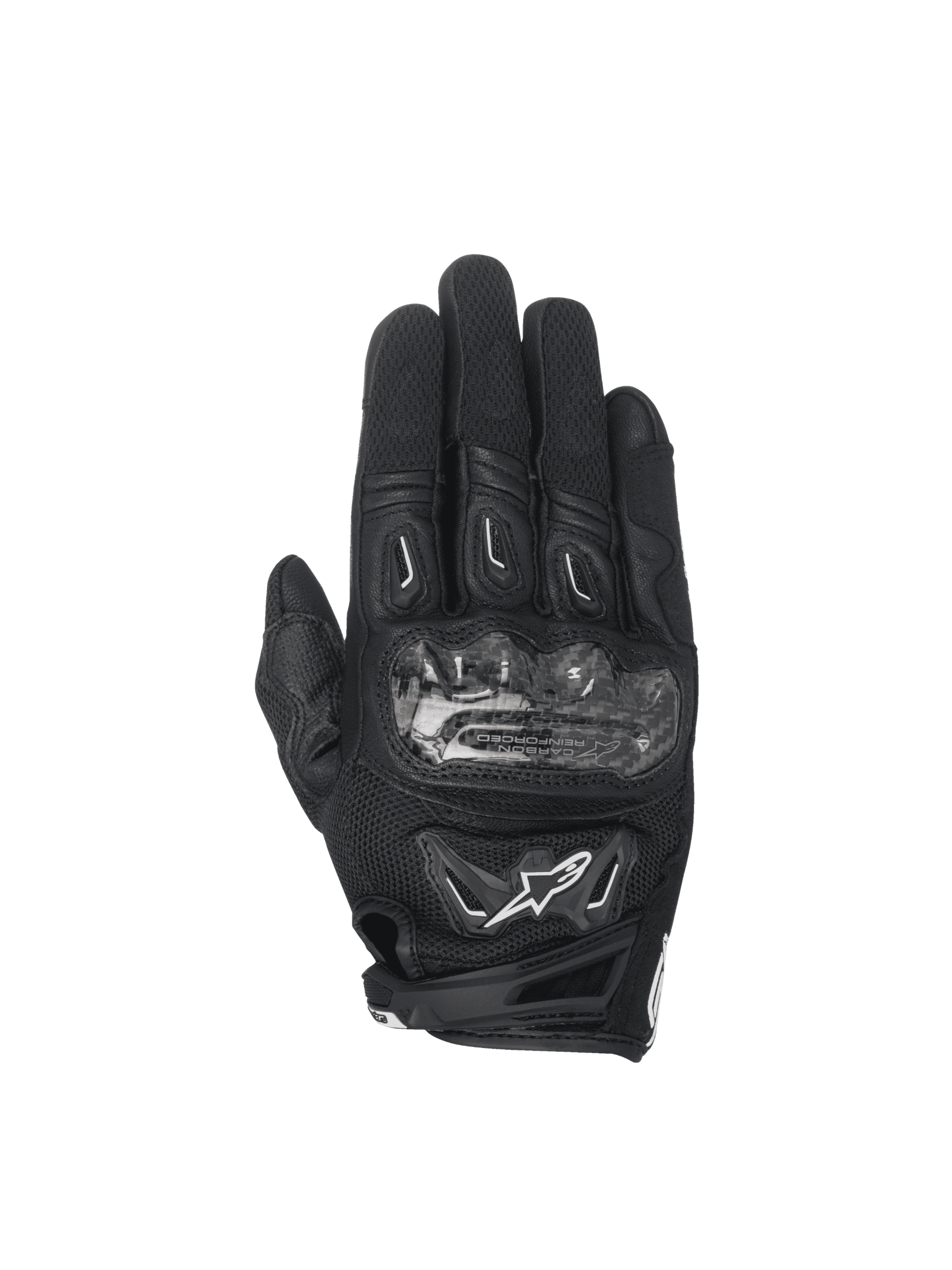 Alpinestars Stella SMX-2 Air Carbon V2, guantes de moto para mujer, negros, con protección de nudillos de carbono y malla 3D.