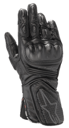 Alpinestars Stella SP-8 V3, guantes de moto de competición para mujer, negros, confección en cuero de primera calidad, protección rígida en los nudillos, ventilación perforada, dedos y muñeca acolchados, logotipo de estrella, correa One Goal One Vision