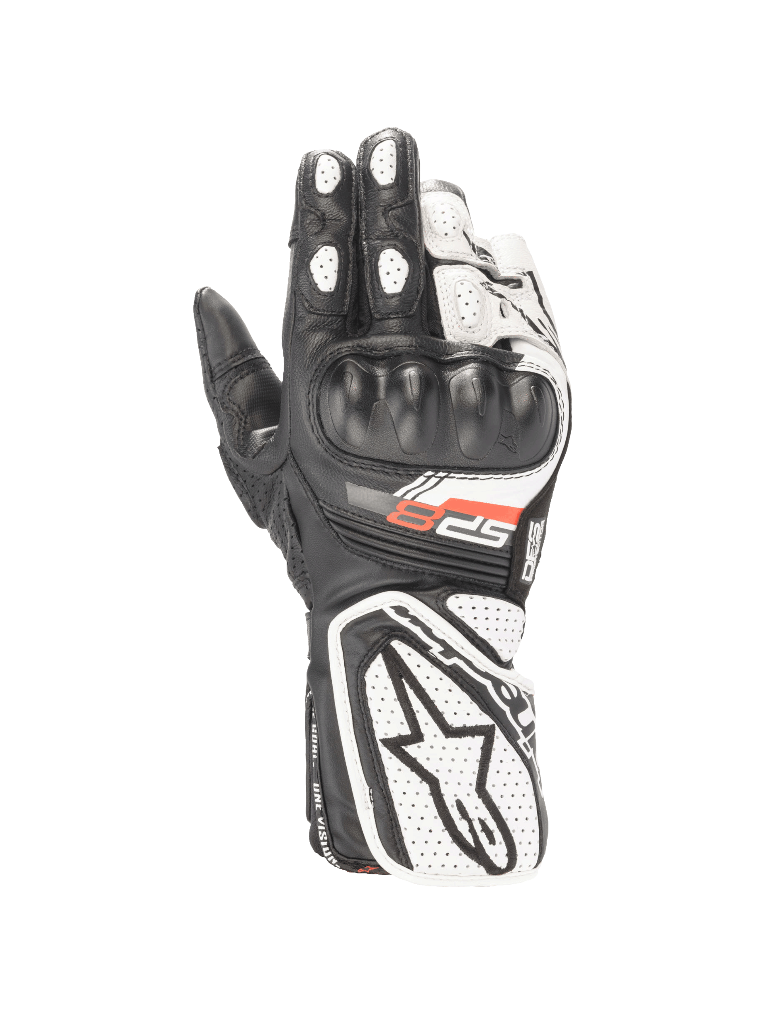 Alpinestars Stella SP-8 V3, guantes de moto de carreras para mujer, negros y blancos, cuero con protección, certificados CE