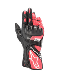 Alpinestars Stella SP-8 V3, guantes de moto para mujer, cuero negro y rosa diva con protección rígida y detalles blancos.