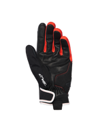 Guantes Alpinestars Moblast Waterproof, negro antracita naranja, vista de la palma que muestra la construcción en piel de cabra, con el logotipo Drystar, detalles en naranja vibrante entre los dedos y diseño de puño corto con cierre de muñeca con ribete blanco