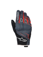 Guantes Alpinestars Moblast Waterproof, guantes de moto, color antracita y negro con detalles en naranja, diseño de puño corto con gráficos lineales rojo-anaranjados, logotipo de estrella de Alpinestars blanco en el puño y marca 'astars' en el dedo, dorso de tejido técnico para protección en todo tipo de clima