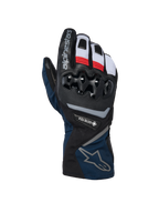 Alpinestars WT-8 GORE-TEX Insulated Gloves, guantes de moto para invierno, negro y azul oscuro con detalles en rojo y blanco, con protección de nudillos de TPU rígido, marca GORE-TEX y diseño de puño largo