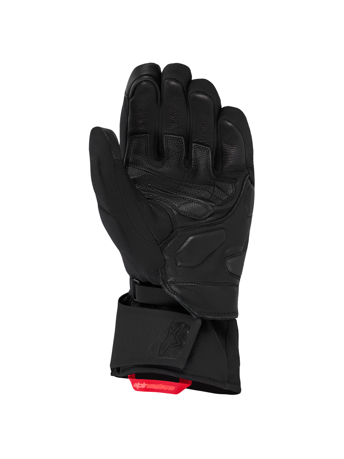 Alpinestars Wt 5 Drystar Insulated Guantes, guantes de moto para invierno, negros con tirador rojo, membrana impermeable Drystar y construcción de palma en cuero