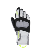 Alpinestars XT-3 Drystar Insulated, guantes de moto para turismo, negros, grises y blancos, con una gran placa protectora de nudillos gris, logotipos Astars y tirador en amarillo neón, construcción textil impermeable con puño de longitud media