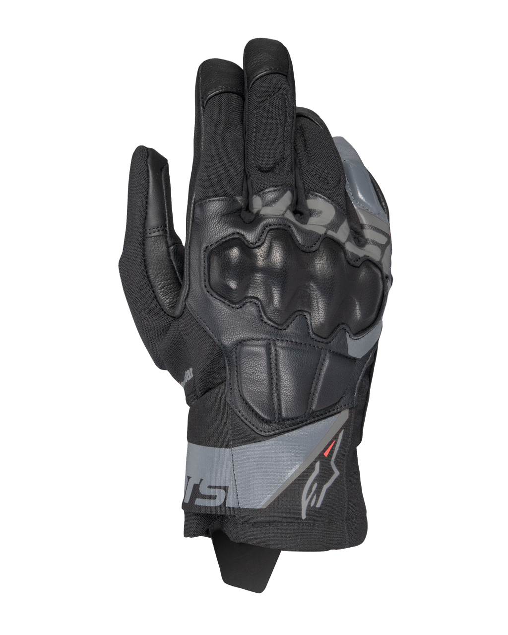 Alpinestars Corozal V3 Drystar® Gloves, guantes de moto de aventura, negros con detalles en gris, protección rígida en los nudillos, construcción mixta de tejido y cuero, tecnología impermeable Drystar®