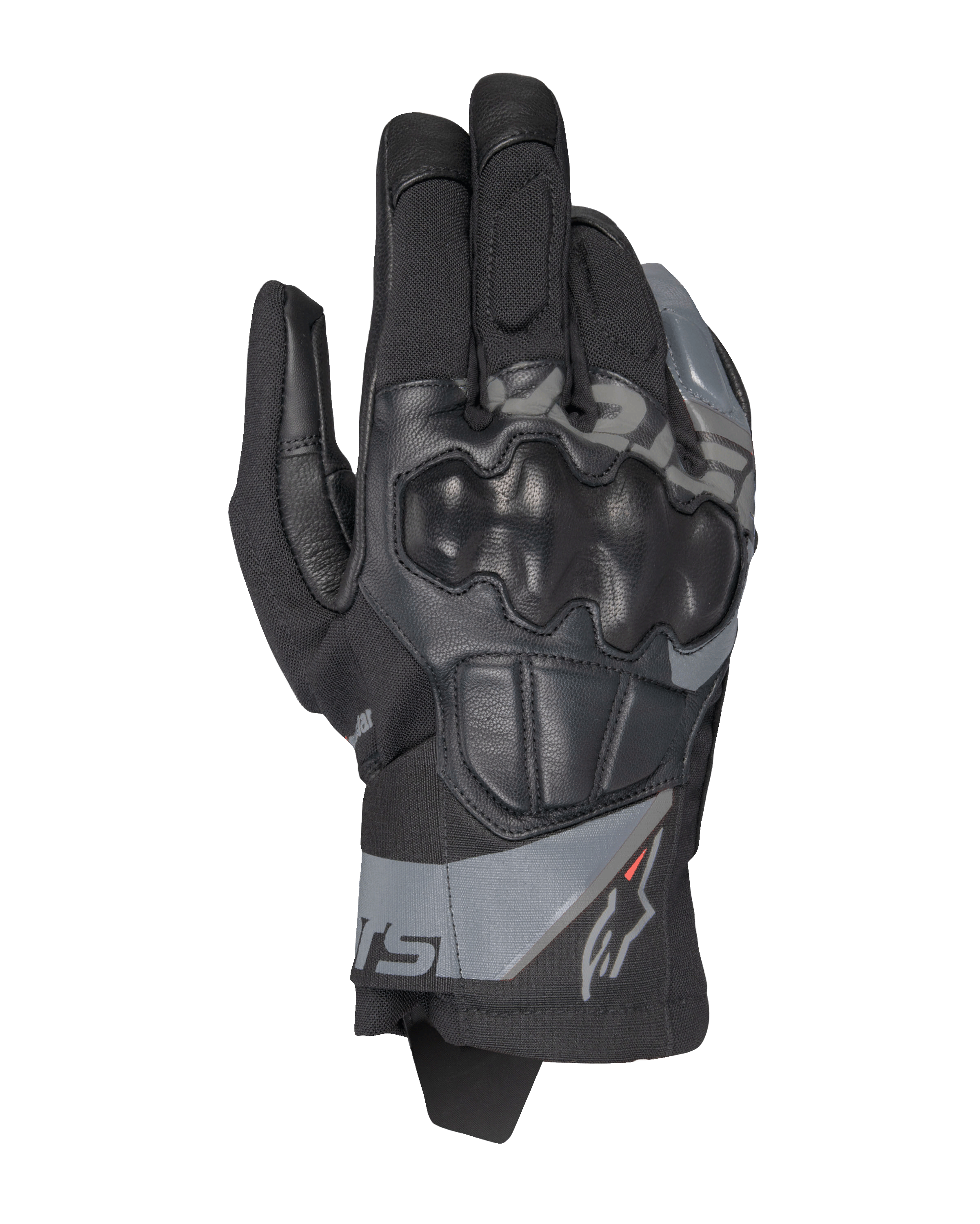 Alpinestars Corozal V3 Drystar® Gloves, guantes de moto de aventura, negros con detalles en gris, protección rígida en los nudillos, construcción mixta de tejido y cuero, tecnología impermeable Drystar®