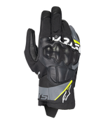 Guantes Alpinestars Corozal V3 Drystar®, guantes de moto de aventura, negros con detalles en gris oscuro y amarillo flúor, confección en cuero y tejido con protección de nudillos moldeada, diseño de puño corto, impermeables y transpirables para cualquier clima
