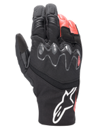 Alpinestars Hyde XT Drystar® XF, guantes de moto adventure touring, negro y rojo brillante, con protector de nudillos viscoelástico extendido, construcción impermeable de textil y cuero, y logotipo blanco de Alpinestars en el puño