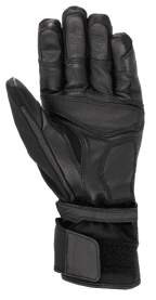Guante Alpinestars Range 2 En Uno GORE-TEX con tecnología Goregrip, guante de moto, negro, vista de la palma que muestra la construcción en cuero de cabra, zonas de agarre reforzadas y puño largo con ajuste de velcro para un ajuste seguro.