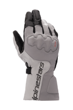 Guantes Alpinestars WR-X GORE-TEX, guantes de moto touring, gris oscuro y gris hielo con negro, diseño de puño largo, protección de nudillos cubierta, impermeables y con aislamiento para conducción en invierno