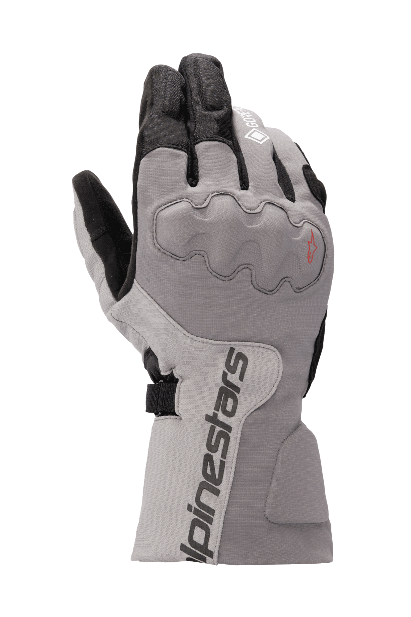 Guantes Alpinestars WR-X GORE-TEX, guantes de moto touring, gris oscuro y gris hielo con negro, diseño de puño largo, protección de nudillos cubierta, impermeables y con aislamiento para conducción en invierno