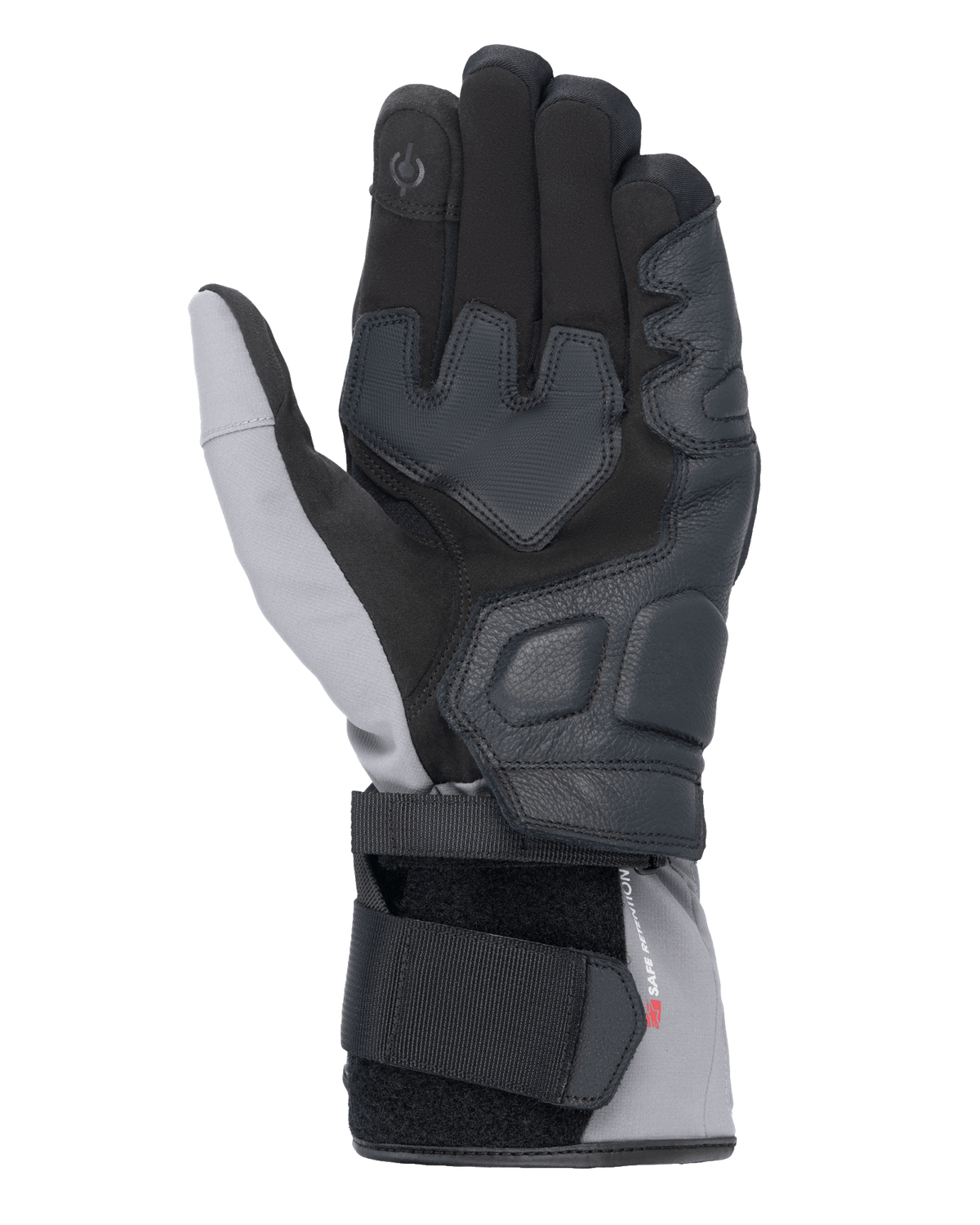 Guantes Alpinestars Tourer W-7 V2 Drystar®, vista de la palma, Negro y Gris Oscuro, guantes de moto de invierno con refuerzos de cuero en la palma, dedo índice compatible con pantallas táctiles y sistema de cierre de doble correa para un ajuste seguro