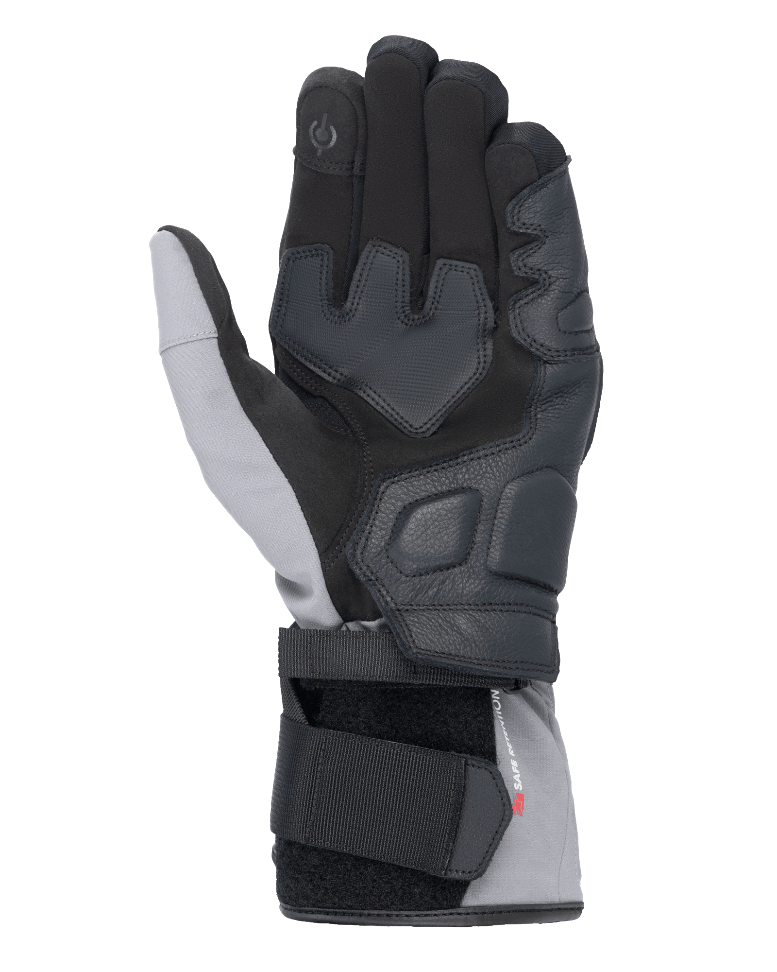 Guantes Alpinestars Tourer W-7 V2 Drystar®, vista de la palma, Negro y Gris Oscuro, guantes de moto de invierno con refuerzos de cuero en la palma, dedo índice compatible con pantallas táctiles y sistema de cierre de doble correa para un ajuste seguro
