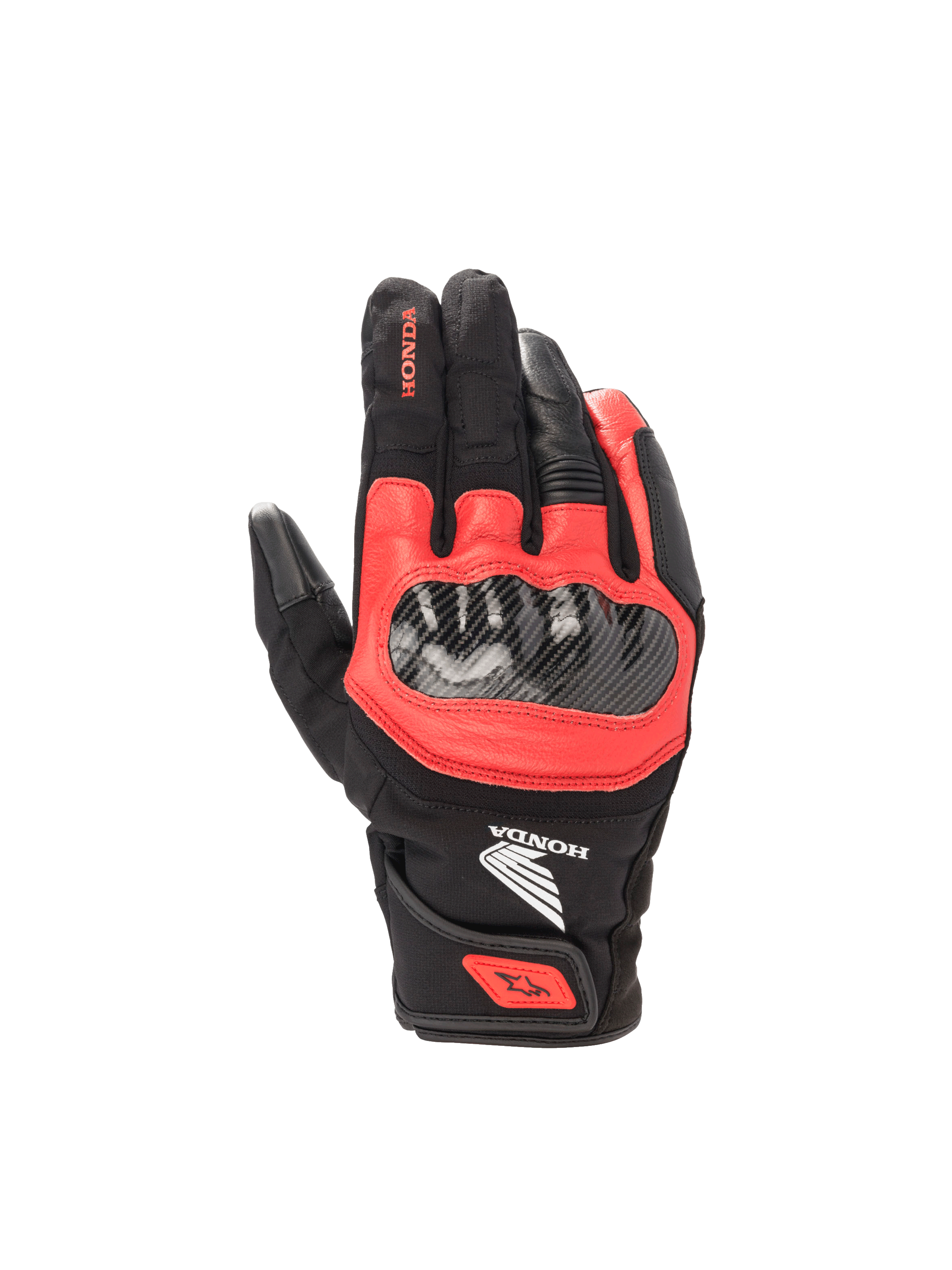 Alpinestars Honda SMX Z Drystar, guantes de moto impermeables, negros y rojos, con nudillos rígidos y membrana protectora