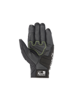 Alpinestars SMX Z Drystar®, guantes de moto para carreras, negros con detalles verdes fluorescentes, palma de cuero de cabra impermeable y resistente a la abrasión