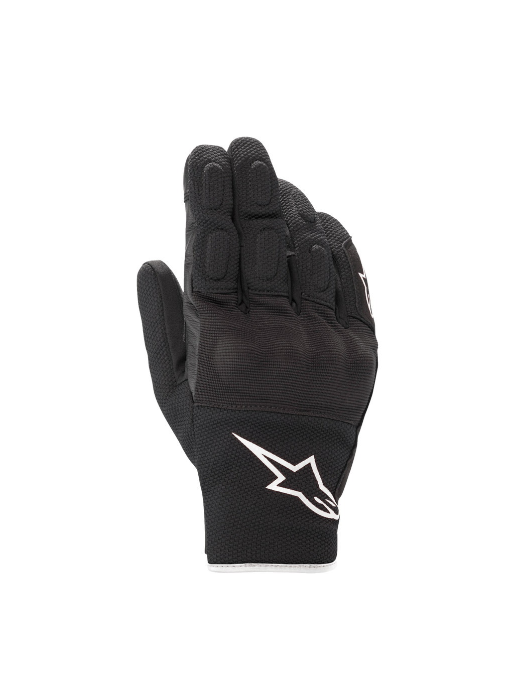 Alpinestars Guantes S-Max Drystar®, guantes de moto para carretera impermeables para hombre, negros y blancos, con protección de nudillos rígidos, construcción de cuero y malla elástica, certificados CE