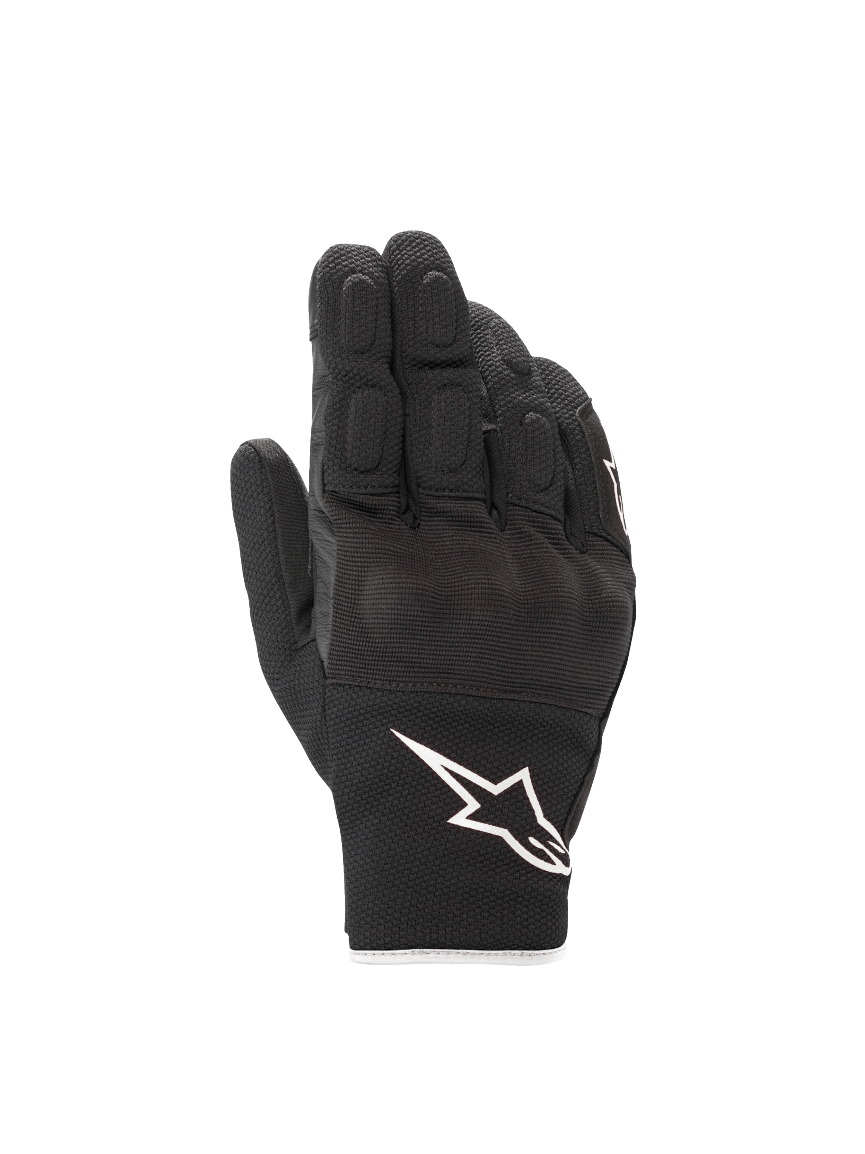 Alpinestars Guantes S-Max Drystar®, guantes de moto para carretera impermeables para hombre, negros y blancos, con protección de nudillos rígidos, construcción de cuero y malla elástica, certificados CE