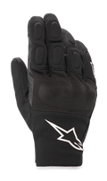 Guantes Alpinestars S-Max Drystar®, guantes de moto de puño corto, negros con logo Astar blanco, construcción de cuero y malla elástica, con detalles acolchados en los dedos y protección de nudillos, equipamiento impermeable para conducción deportiva en carretera