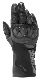 Guantes Alpinestars SP-365 Drystar®, guantes de moto, negro antracita, construcción de cuero impermeable y softshell, con protección rígida de nudillos SP, almohadillas ventiladas en los dedos y puño largo con marca Astars