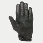 Guantes Alpinestars C-30 Drystar®, negro, vista de la palma que muestra refuerzos de gamuza sintética con acolchado de espuma, zonas de agarre recubiertas de PU en el pulgar y la palma, y correa de muñeca ajustable de gancho y bucle, guantes de moto impermeables