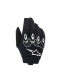 Alpinestars Youth & Kids Full Bore V2, guantes de motocross para jóvenes y niños, negro y blanco, con protección ergonómica de TPR en los nudillos con bordes blancos, gran logotipo blanco de Alpinestars, construcción textil transpirable para carreras todoterreno