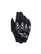 Alpinestars Youth & Kids Full Bore V2, guantes de motocross para jóvenes y niños, negro y blanco, con protección ergonómica de TPR en los nudillos con bordes blancos, gran logotipo blanco de Alpinestars, construcción textil transpirable para carreras todoterreno