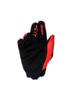 Alpinestars Youth & Kids Full Bore V2 Gloves, guantes de motocross, rojo brillante y negro, vista de la palma que muestra ante sintético negro reforzado y patrones de agarre de silicona roja en los dedos, equipo todoterreno duradero para jóvenes pilotos.