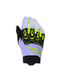 Alpinestars Youth & Kids Full Bore V2 Gloves, guantes de motocross para niños, púrpura y amarillo flúor, con protección de nudillos de TPR negra y logo de estrella Alpinestars en amarillo neón, construcción transpirable con puño de neopreno y diseño deportivo off-road
