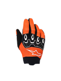 Alpinestars Youth & Kids Full Bore V2, guantes de motocross para niños, naranja, blanco y negro, con protección de nudillos en TPR negro y patrones geométricos blancos, logo de estrella blanco y puño de neopreno negro, equipamiento de off-road para jóvenes