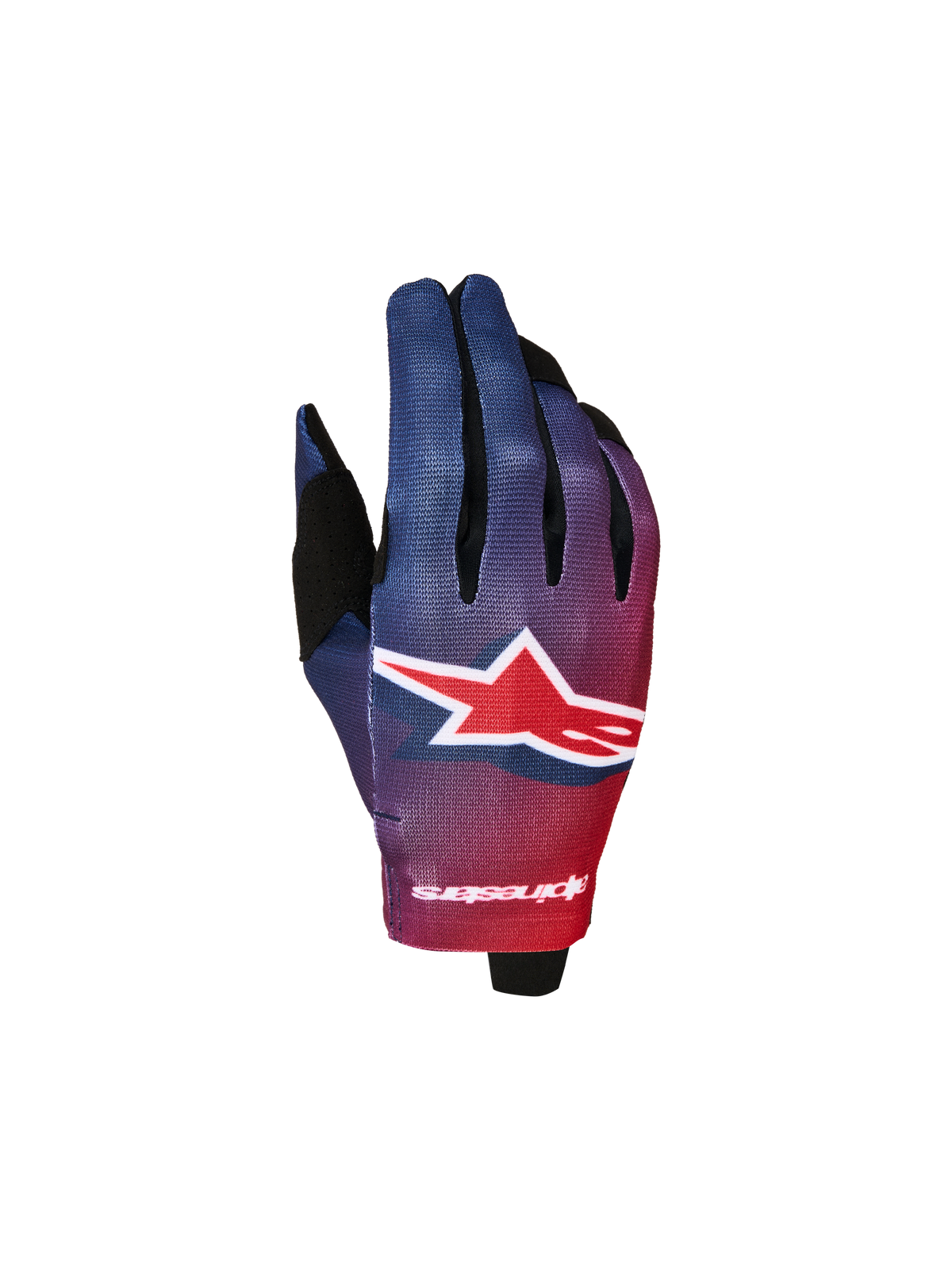 Guantes Radar Juvenil de Alpinestars, guantes de motocross en rojo fuego y azul, con diseño sublimado ligero