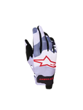 Alpinestars Radar Juvenil, guantes de motocross con camuflaje gris y rojo, dorso elástico y logotipo de estrella