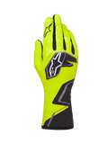 Alpinestars Tech-1 K Race V2 Gloves Graphic 1, guantes de karting, amarillo fluorescente, negro y blanco, con un gran logotipo de estrella en el dorso y un patrón geométrico en la muñeca, equipo profesional para deportes de motor